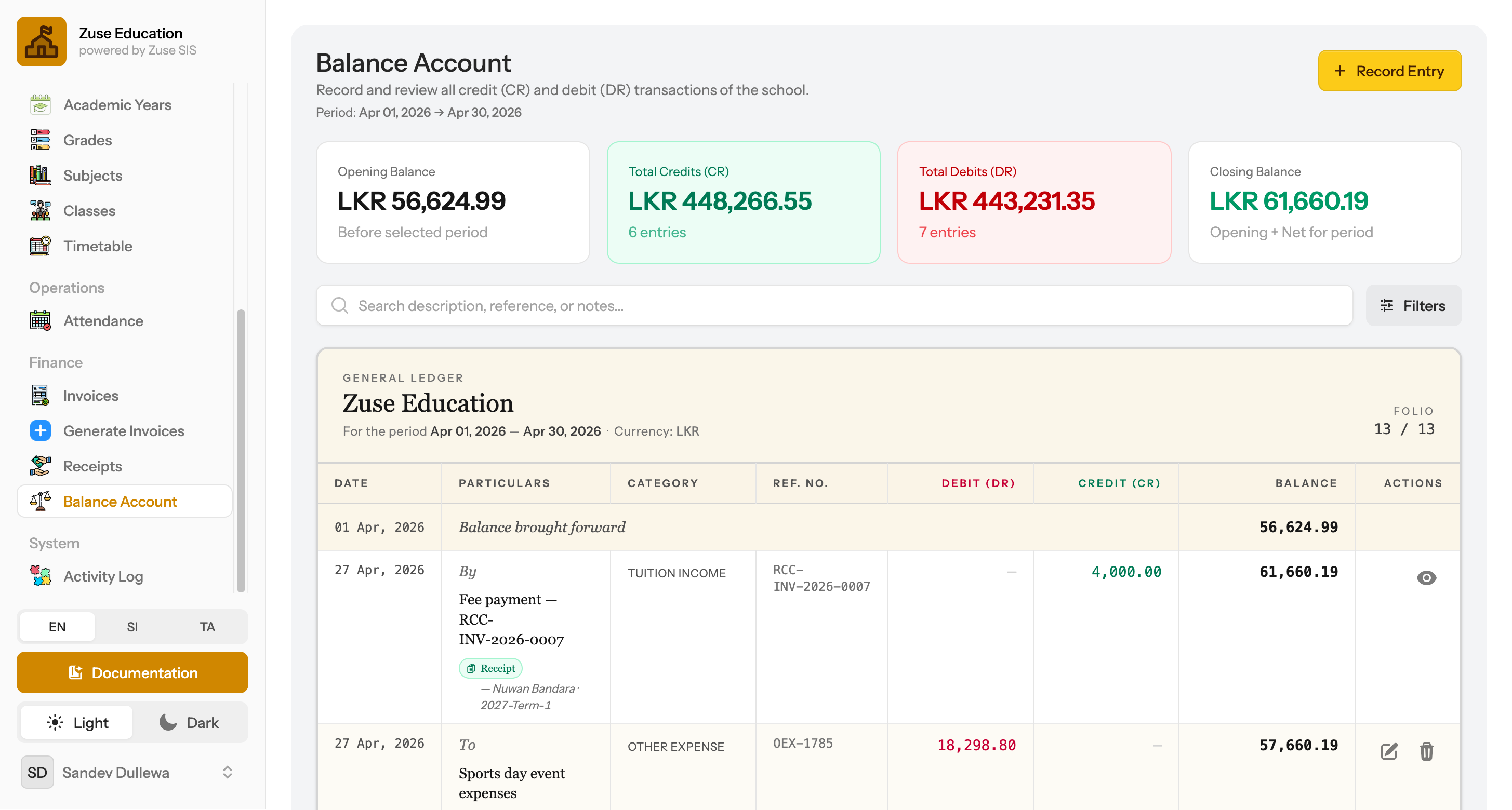 Balance Account